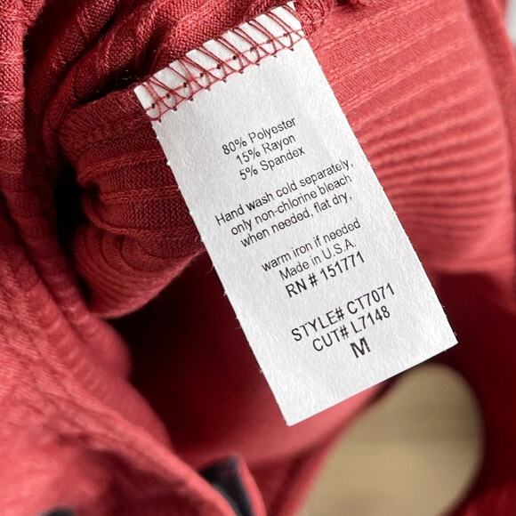 New Le Lis Medium M Rust Red Ribbed V Neck Bodysuit Long Sleeve Thong Snap - Picture 9 of 9